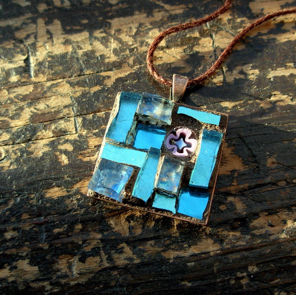 Pale Blue Mosaic Pendant
