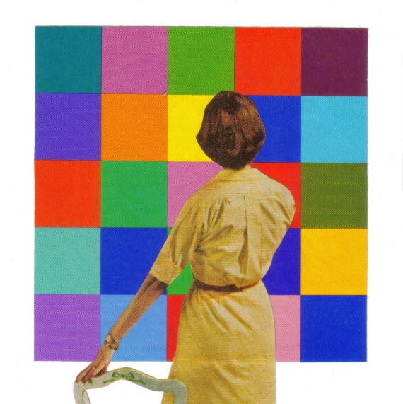 Retro Modern Art Collage Color Grid 4 x 6