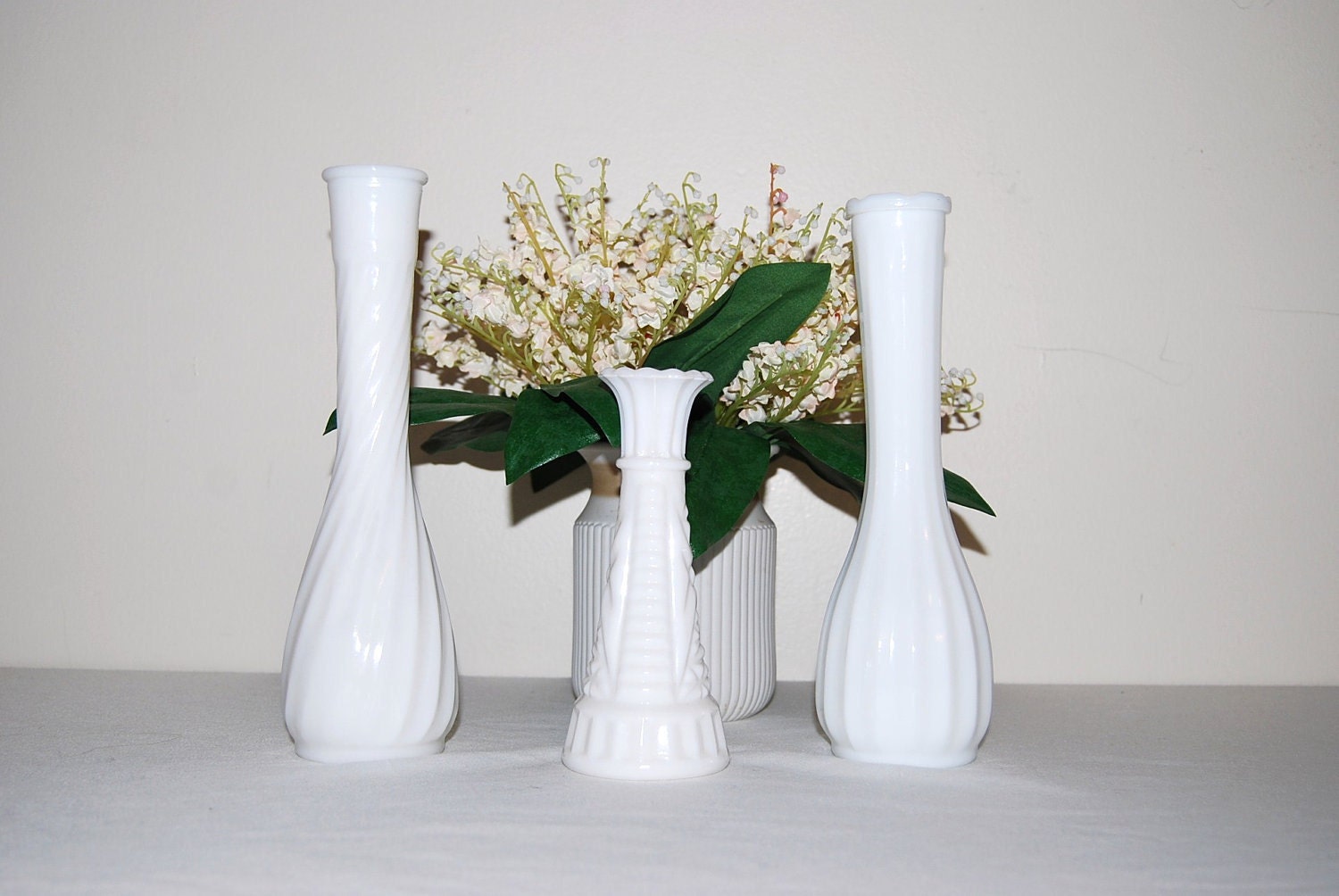 Shabby Chic Milk Glass Vases