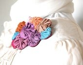 Hand stitched textile silk yoyo cloud brooch