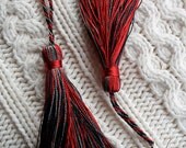 TASSEL EARRINGS - Red/Black/Pewter