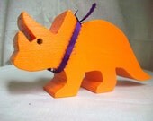 Triceratops Orange Wooden Block Toy
