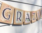 GRAZIE Wedding Banner, Shabby Vintage Style