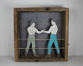 hand embroidery diorama- bare knuckle boxers