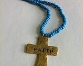 Faith Stamped Gold Cross Necklace