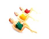 Vintage Plastic Miniature Pinup - Flirty Lady with Red Hair in Bathing Suit - Bare Bottom & Exposed Cleavage - Assemblage Art Supply
