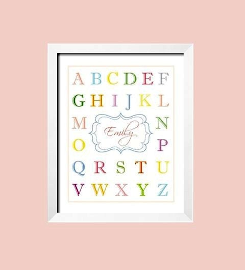 Classy Alphabet Poster in Pastel Colors - Personalized with your child's name or initials 8x10