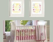 You Are My Sunshine Print Set - Flowers and birds in yellow, pink and blue matches Petite Paisley Bedding 11x14 by YassisPlace