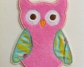 Owl DIY Iron on Applique Pink Body