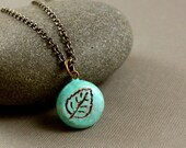 Little Aspen Leaf Necklace - Polymer Clay - Aqua