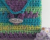 Cerulean Peacock Keepsake Envelope Bag - Hand Crocheted, Handmade OOAK - for Travel, Tarot, iPod, Free US Shipping