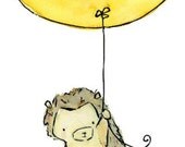baby nursery art ---My Yellow Balloon--8x10 Archival Art Print