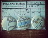 Recycled Map Road Trip Badges - Downtown Los Angeles No. 14