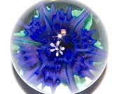 Spiky Petalled Lapis Flower Marble in Flameworked Glass