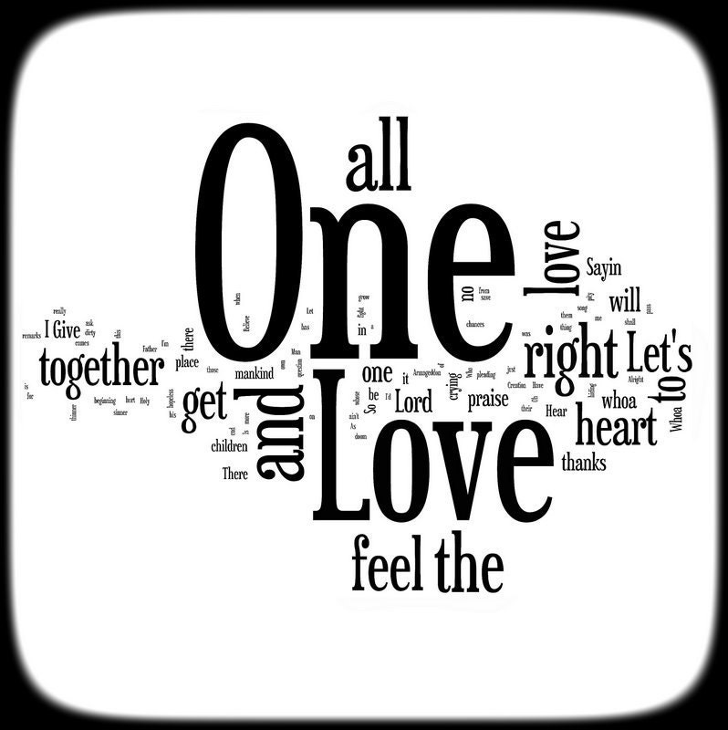 One Love Lyrics - Bob Marley - Word Art Woodblock Print - Gift Idea