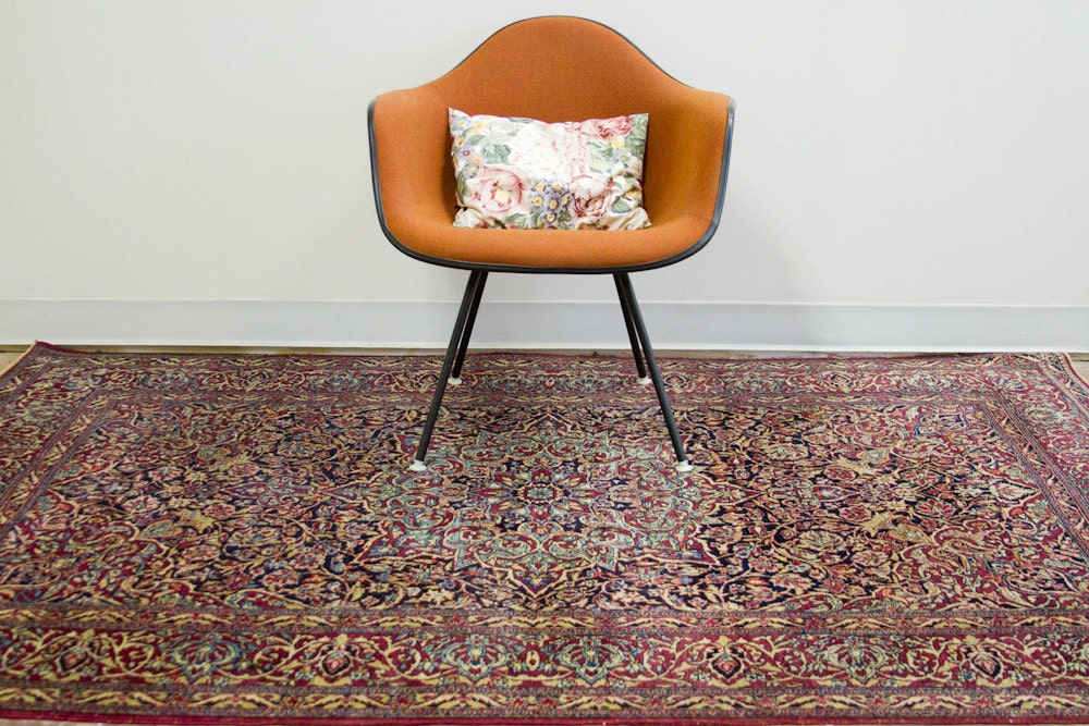 Funky Purple Vintage Persian Isfahan Area Rug
