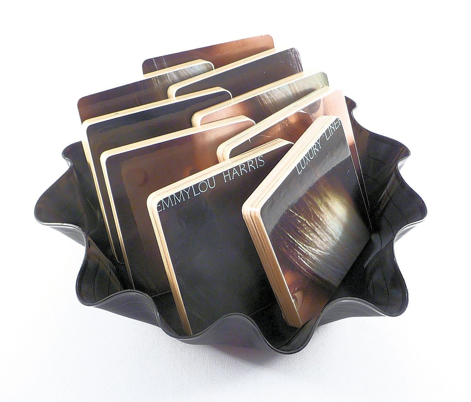 EMMYLOU HARRIS Luxury Liner Record Album Coasters with Vinyl Bowl