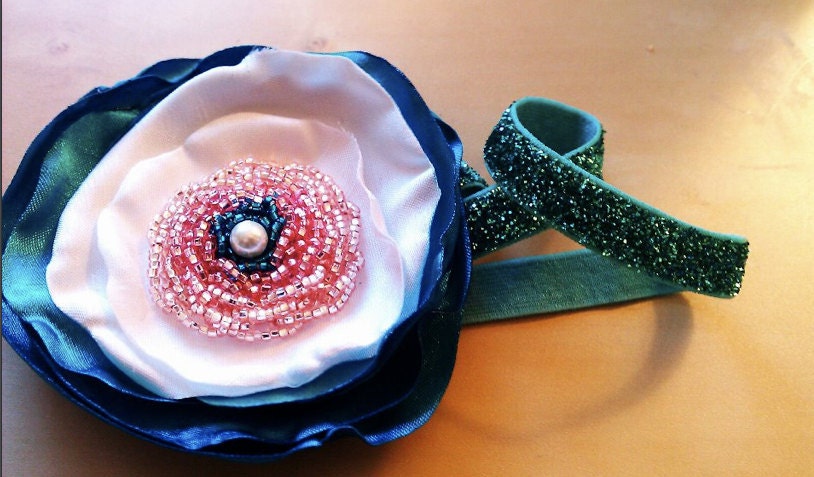 Popsicle Baby- Swirly Teal Sherbet Headband Flower