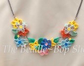 Spring Flowers and Buds Quill Necklace