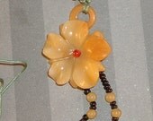 Lily Flower Pendant Necklace - Carved Jade Gemstone - Reiki Infused - Balancing Prosperity Energy - 3666