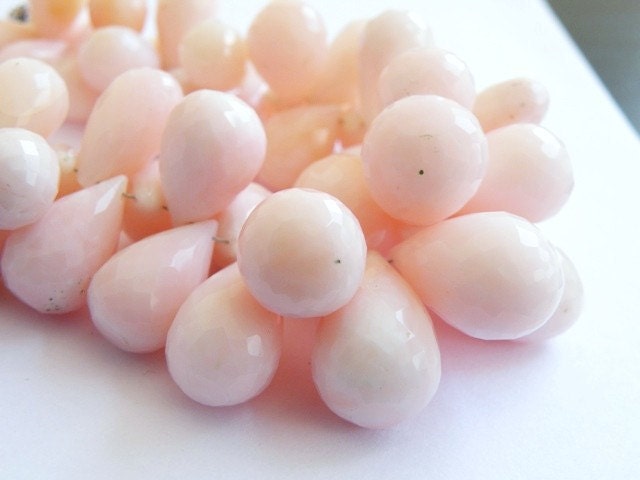 Pink Opal Briolette Faceted 3-D Tear Drop Gemstone Peruvian AAA 10 to 13.5mm 1/2 Strand Wholesale