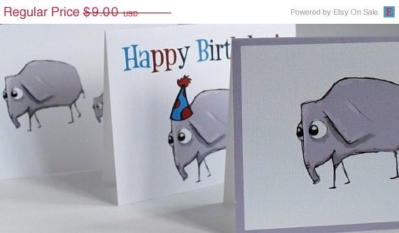 50% OFF LIQUIDATION Eli The Elephant Assorted Greeting Card Set of 3