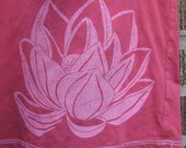 Lotus Flower Tshirt, Short Sleeve, Lino cut block print, hand dyed, Women's Large