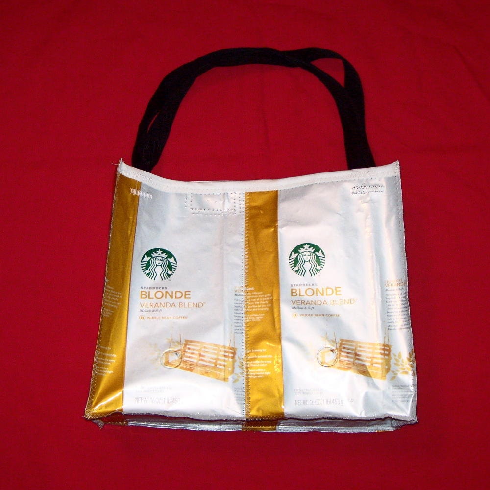 Handmade Coffee Purse Made With Recycled Starbucks Coffee bags upcycled repurposed