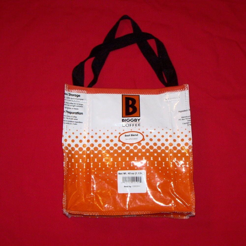 Go Green Lunch Bag or purse made with Recycled Coffee bags upcycled repurposed