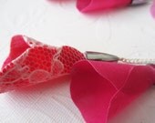 Long Silver Dangles // Confident Tulips // Pink // Lace // 9 in