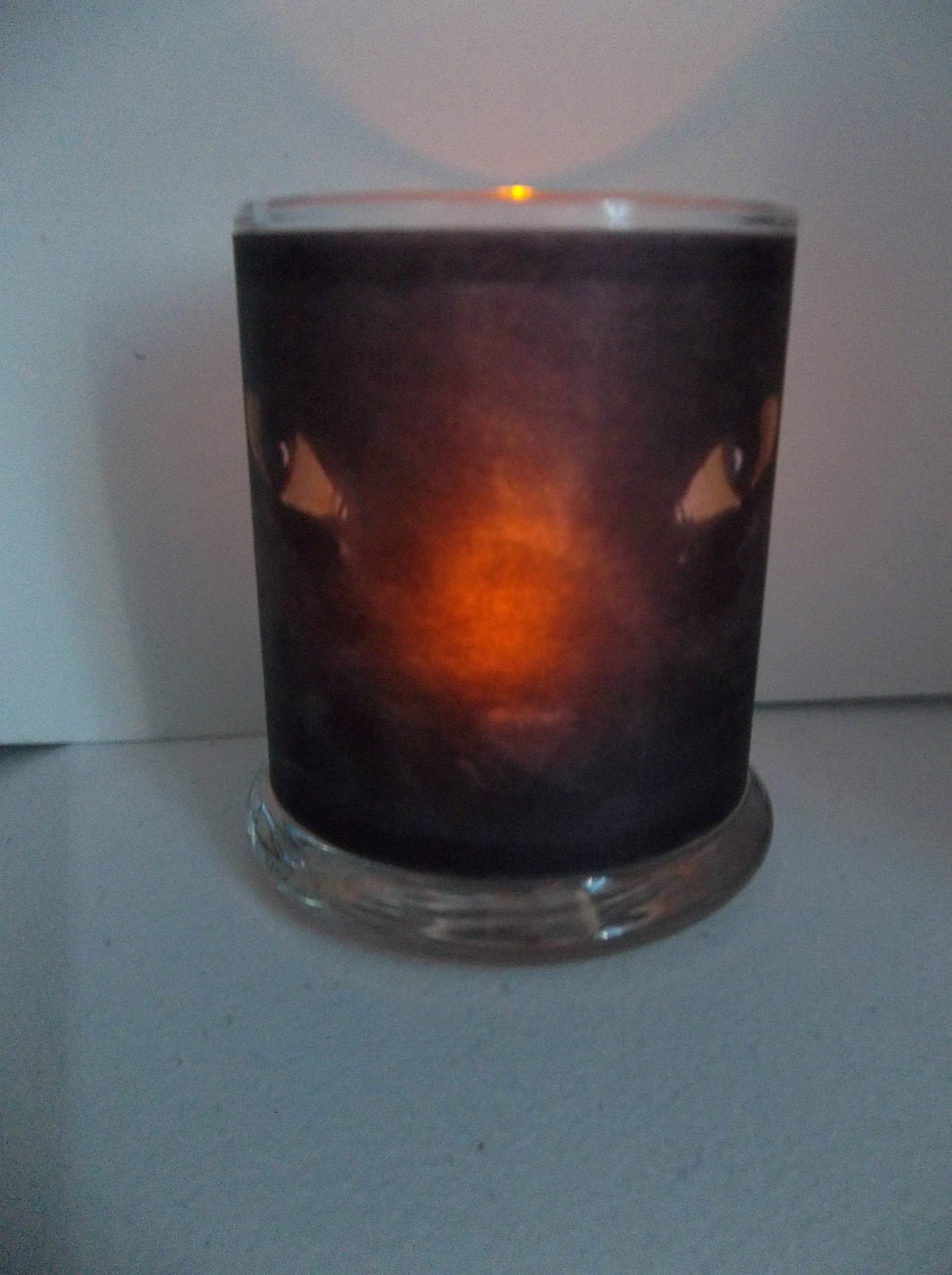 Black Cat Face Photo Candle Votive