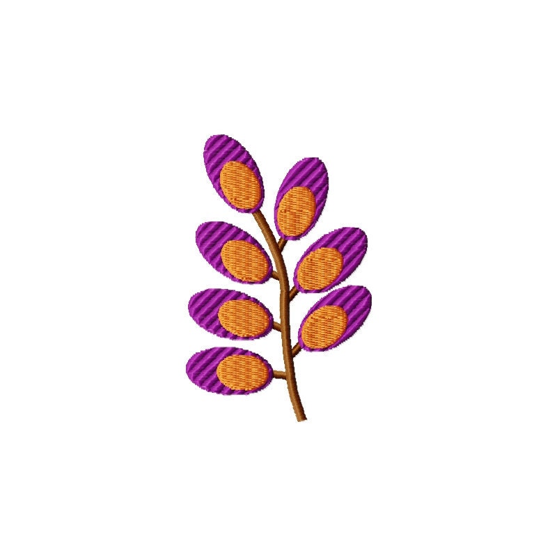 Machine Embroidery Design / Oval Leaves / Branches