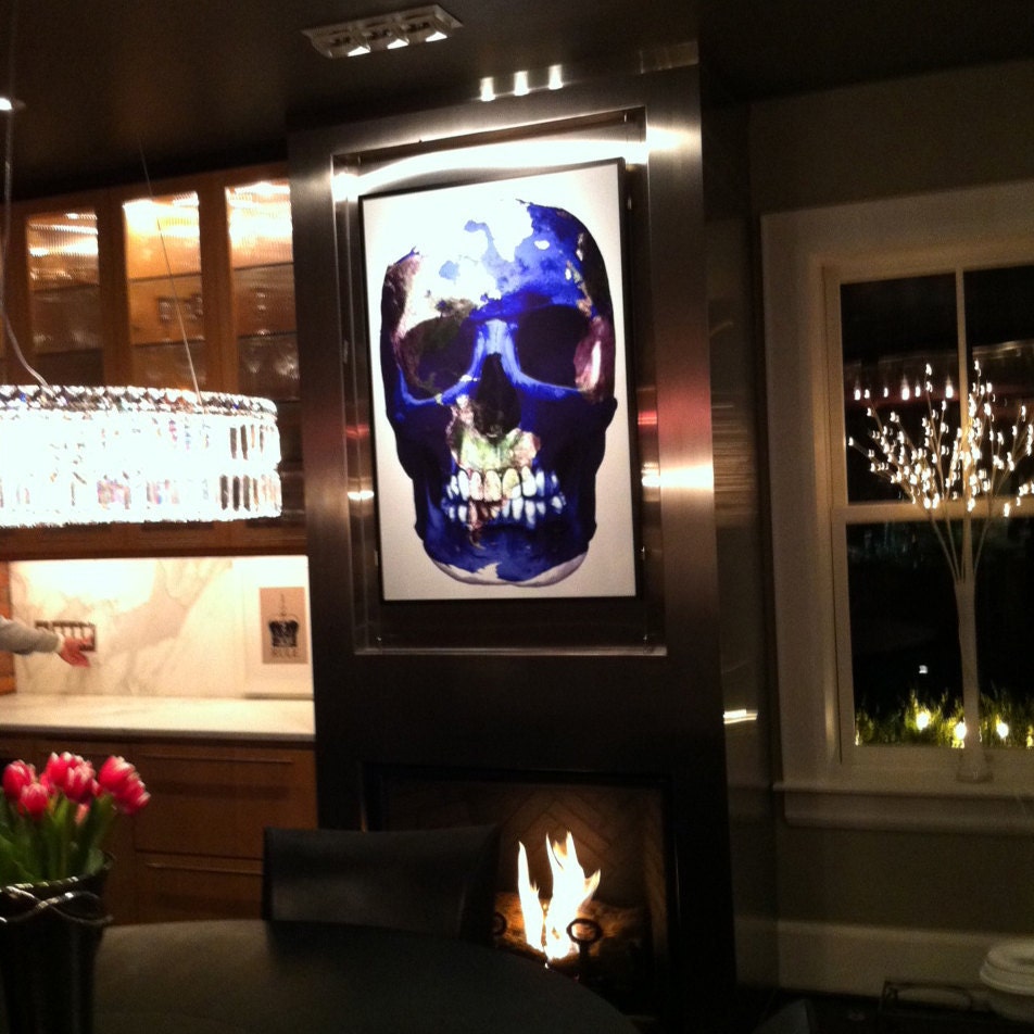 Luxemyth. Artist O response to Damien Hirst diamond skull. Print on metal.