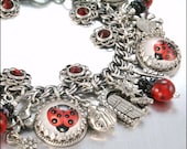 Ladybug Charm Bracelet, Silver Charm Bracelet, Ladybug Charm Jewelry, Lucky Ladybug Jewelry - BlackberryDesigns