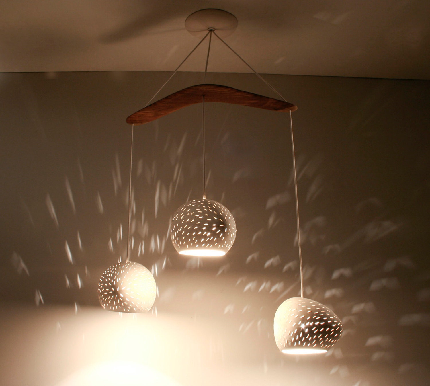 Three Eggs Boomerang - Three Pendant Chandelier Lighting - On Sale 20% off