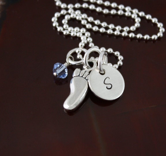 Barefoot Running Necklace - Runner  Jewelry - Hand Stamped Sterling Silver Marathon Triathlon 5K 10K