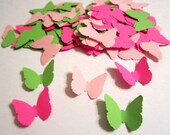 100 Classic Butterfly Hot Pink Lime Green & Light Pink Paper Piecing Embellishment Confetti Tag Cutouts