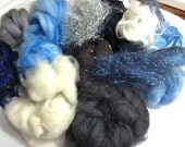 Batt Bites for carding, spinning, felting Luxury Batt Silk Cashmere Blue Superfine Merino