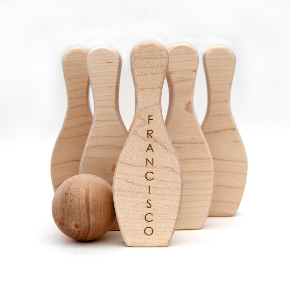 Personalized Wooden Toy Skittles wooden bowling game - 6 pin