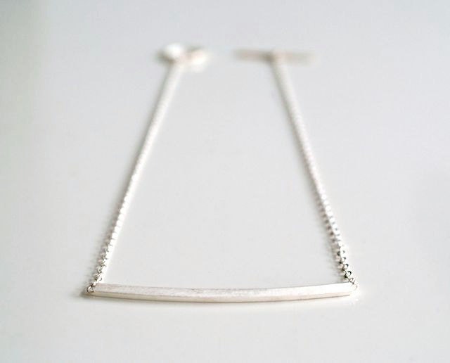 Modern Minimalist Simple Bar Necklace in Sterling Silver
