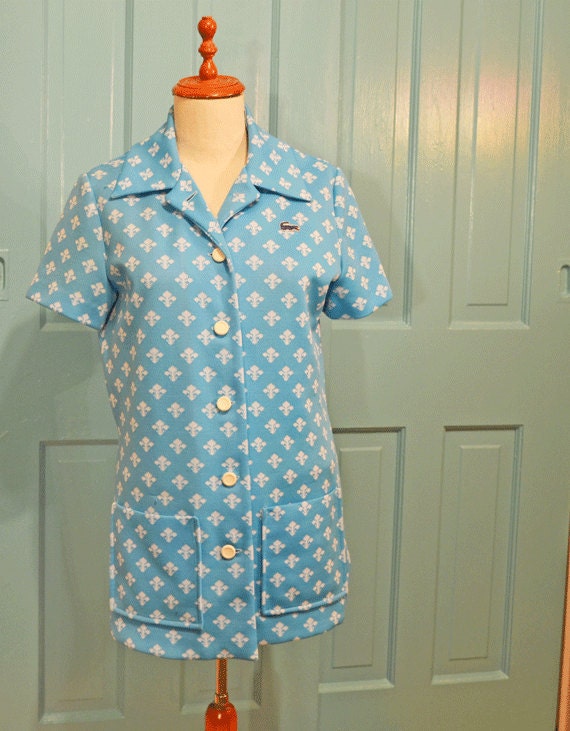 Vintage 1970s Sky Blue David Crystal Lacoste Top