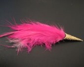 Vintage Handmade Fuchsia Feather Pin/Brooch
