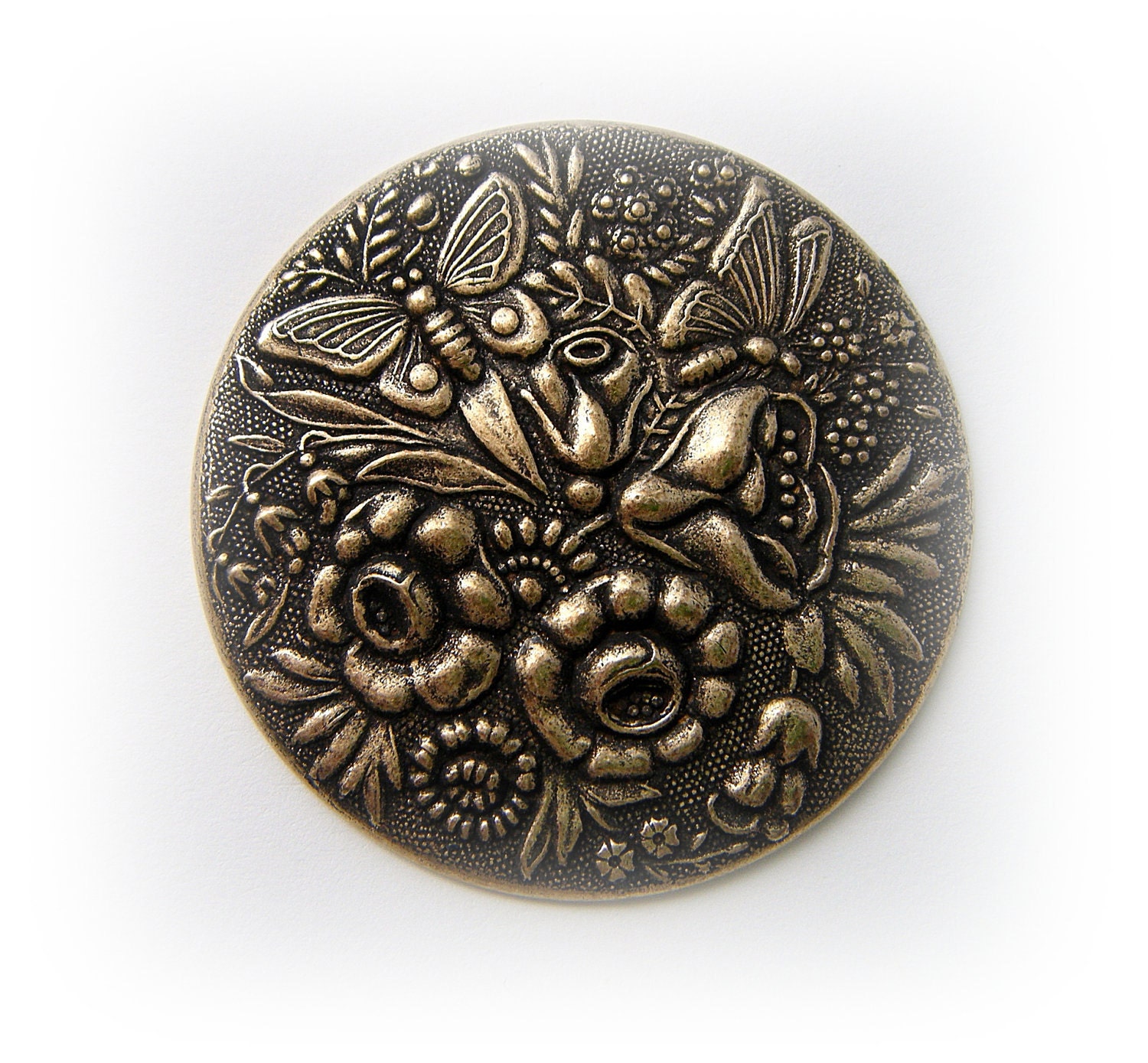 Butterfly Pendant In The Garden Antique Ox Brass Stamping  - Brass Jewelry Findings (C)