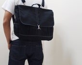 MAXX Canvas Back Pack in Black - Backpack / Cross body Messenger / Shoulder bag