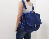 MAXX Canvas Back Pack in Royal Blue - Backpack / Cross body Messenger / Shoulder bag