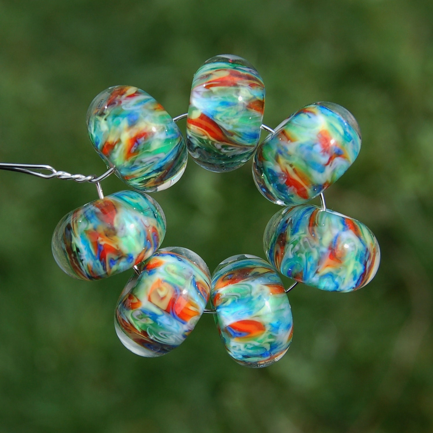 Color My World - Set of 7 Encased Lampwork Beads - Dan O Beads