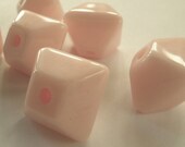 6 Pcs Beads Vintage Resin Plastic Acrylic Lucite Pink 15x16mm