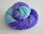 Self Striping Sock Yarn - Fingering Hand Dyed Yarn - Superwash Merino / Nylon - 463 yards - Blue Dart in Turquoise Blue and Dark Blue Purple