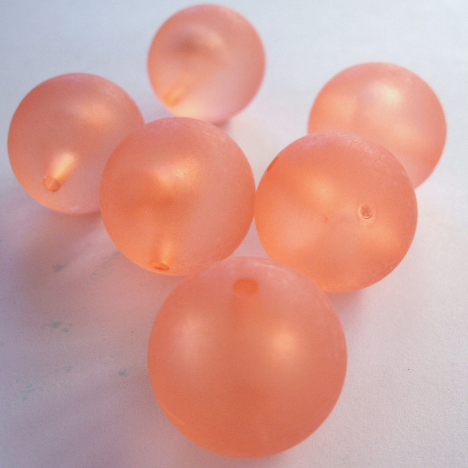 6 pcs Beads Vintage Resin Plastic Acrylic Orange 18mm