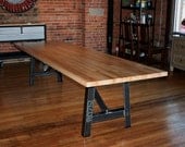 Industrial dining table Butcher block top - MaruModern